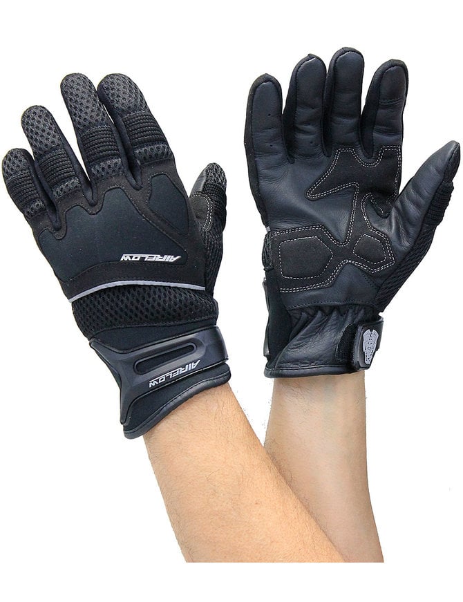 Mesh Motorcycle Gloves with Leather Palm & Reflectors #GC4340VRK