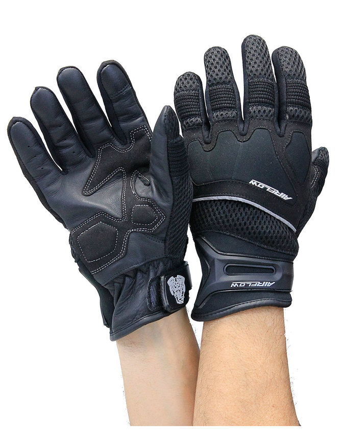 Mesh Motorcycle Gloves with Leather Palm & Reflectors #GC4340VRK