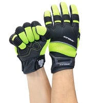 Green Mesh Motorcycle Gloves with Leather Palm & Reflectors #GC4344VRN