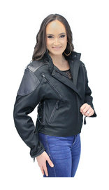 Unik Textile and Leather Vented Jacket for Women #L2266VZ (XS-4X)