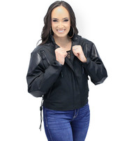 Unik Textile and Leather Vented Jacket for Women #L2266VZ