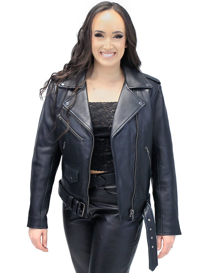 Soft Leather Women's Motorcycle Jacket Dark Hardware #L6160GK - Jamin ...
