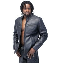 Unik Men's Black Lightweight Leather Motorcycle Jacket #M69240K