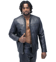 Unik Men's Black Lightweight Leather Motorcycle Jacket #M69240K