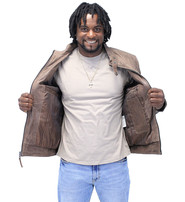 Men's Brown Lambskin Leather Jacket with Quilting #MA5501QN