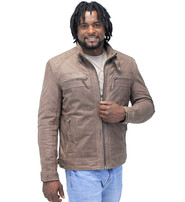 Men's Brown Lambskin Leather Jacket with Quilting #MA5501QN