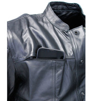 Jamin Leather® Men's Vented Black Leather Shirt w/Easy Access Pocket #MS22070VGK