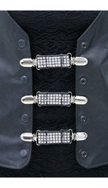 Jamin Leather® Crystal and Leather Vest Extender with Clips Set of 3 #VC2011CCRY