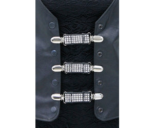 Crystal and Leather Vest Extender with Clips Set of 3 #VC2011CCRY - Jamin  Leather®
