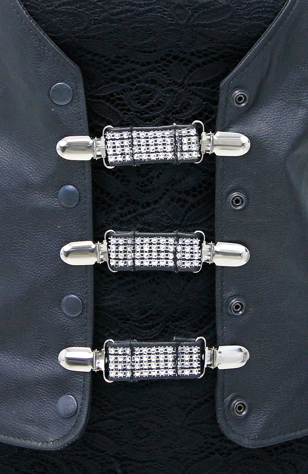 Crystal and Leather Vest Extender with Clips Set of 3 #VC2011CCRY