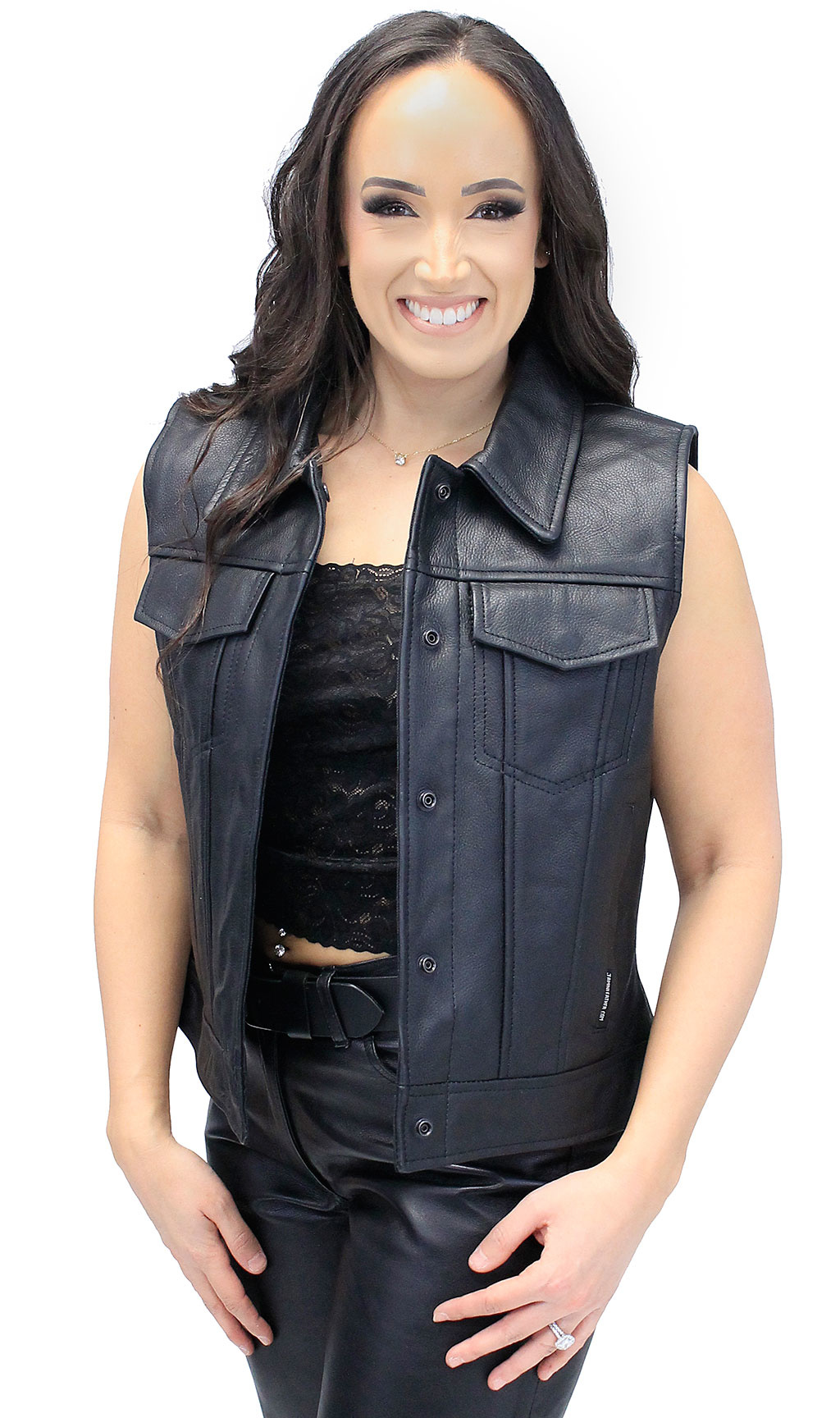 Women's Heavy Leather Club Vest with Concealed Pockets #VL1015HGK ...