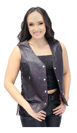 Unik Purple Side Lace Leather Vest #VL689717LP