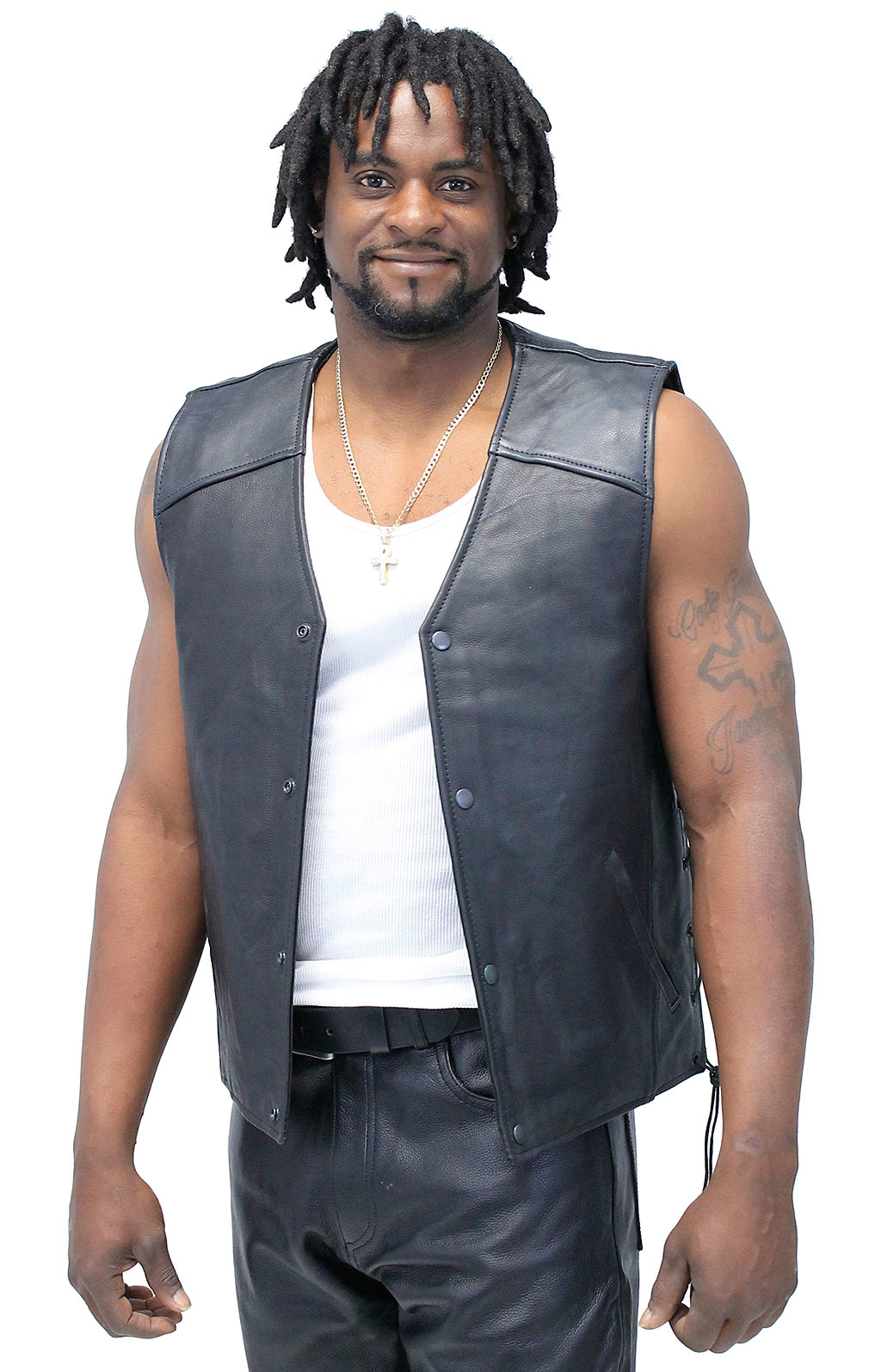 Straight Bottom Leather Club Vest w/Dual Concealed Pockets #VM6650LGK ...