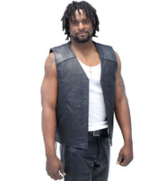Unik Straight Bottom Leather Club Vest w/Dual Concealed Pockets #VM6650LGK