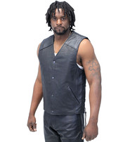 Unik Straight Bottom Leather Club Vest w/Dual Concealed Pockets #VM6650LGK