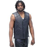 Unik Straight Bottom Leather Club Vest w/Dual Concealed Pockets #VM6650LGK