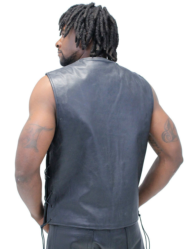 Unik Straight Bottom Leather Club Vest w/Dual Concealed Pockets #VM6650LGK