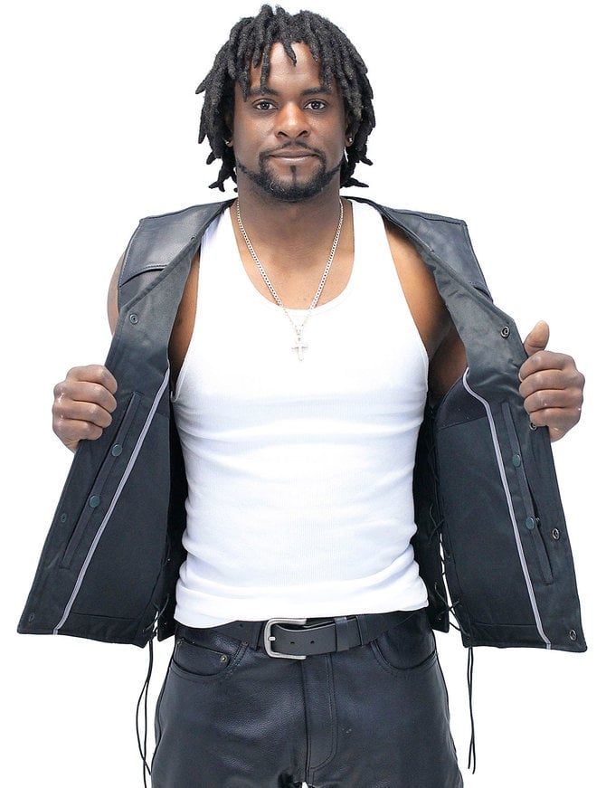 Unik Straight Bottom Leather Club Vest w/Dual Concealed Pockets #VM6650LGK
