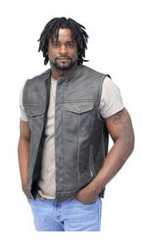 Jamin Leather® Collarless Vintage Club Vest w/Concealed Pockets #VMA74101GN (M-2X)