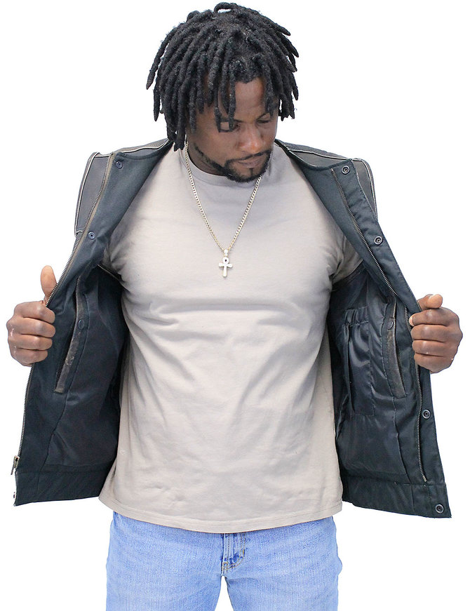 Jamin Leather® Collarless Vintage Club Vest w/Concealed Pockets #VMA74101GN