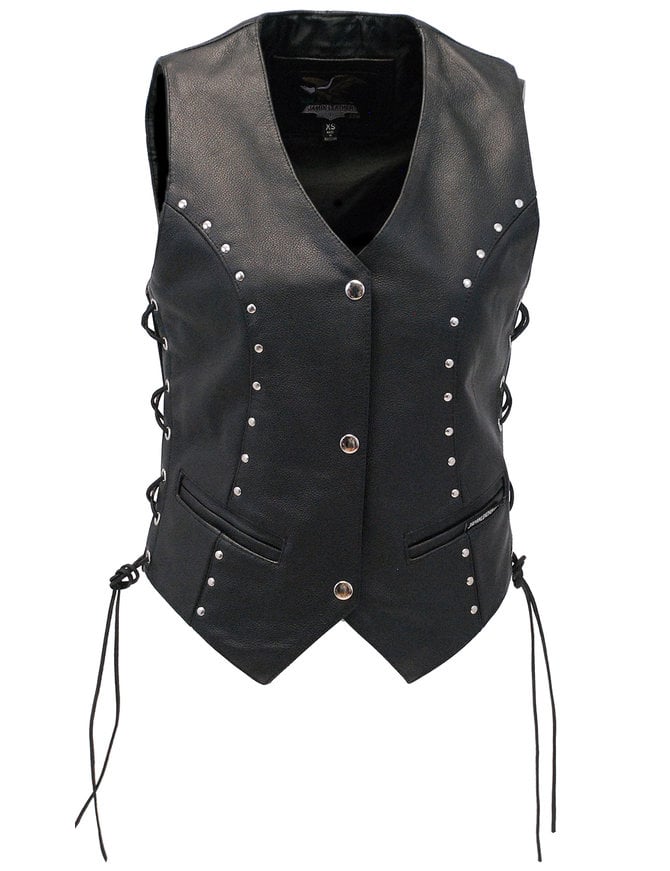 Women's Multi-Pocket Concealed Pocket Leather Vest #VL2675GLK - Jamin  Leather®
