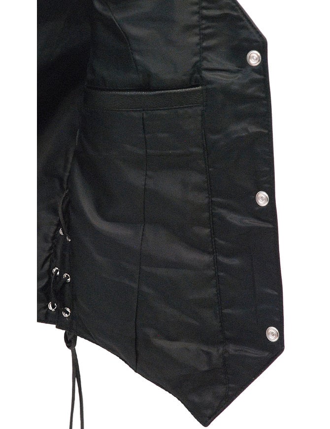 Rivet Stud Trim Side Lace Women's Leather Vest #VL2666SLK - Jamin Leather®