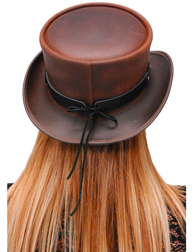 Large Front Feathers on Black Leather Hatband #HB-XFEATHER