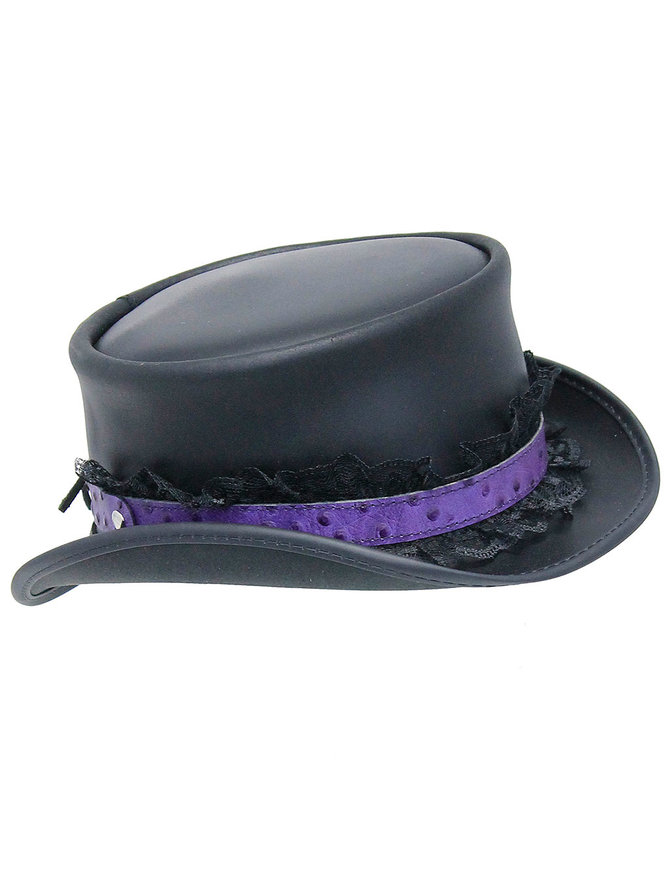 Purple Ostrich Leather and Lace Hatband #HB-LACEPU