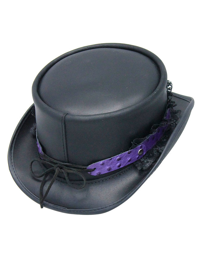 Purple Ostrich Leather and Lace Hatband #HB-LACEPU