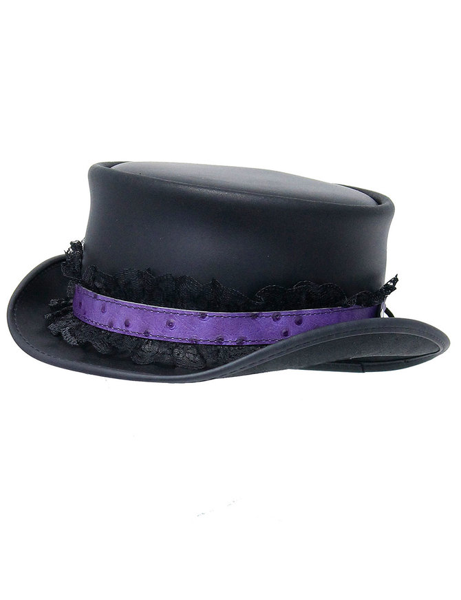 Purple Ostrich Leather and Lace Hatband #HB-LACEPU