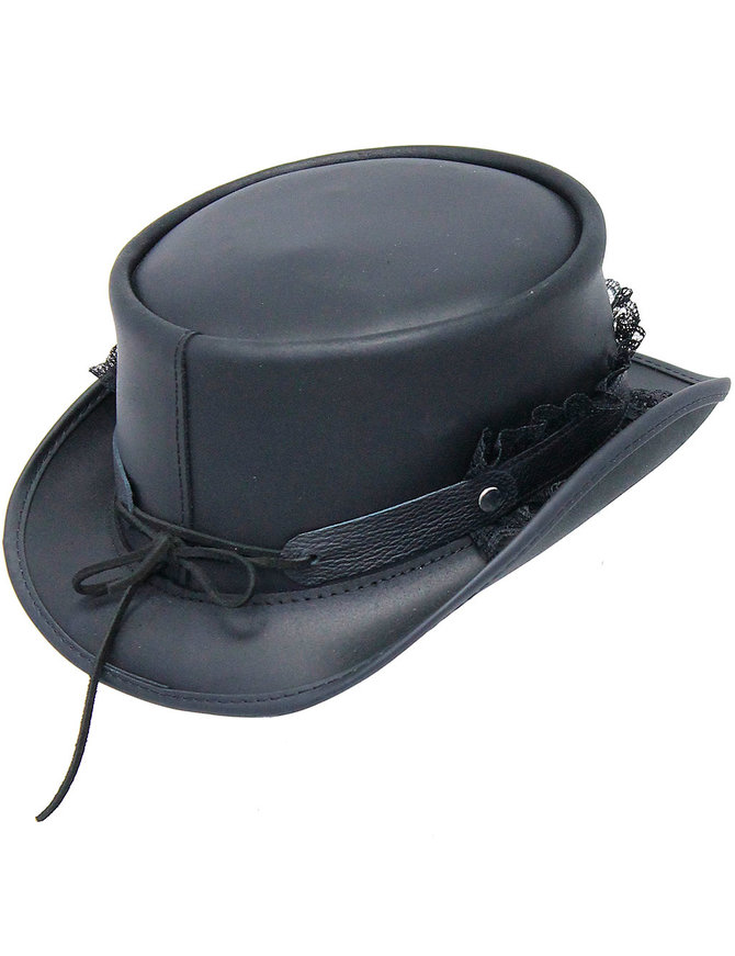 Black Leather and Lace Hatband #HB-LACEK