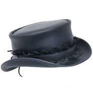 Black Leather and Lace Hatband #HB-LACEK