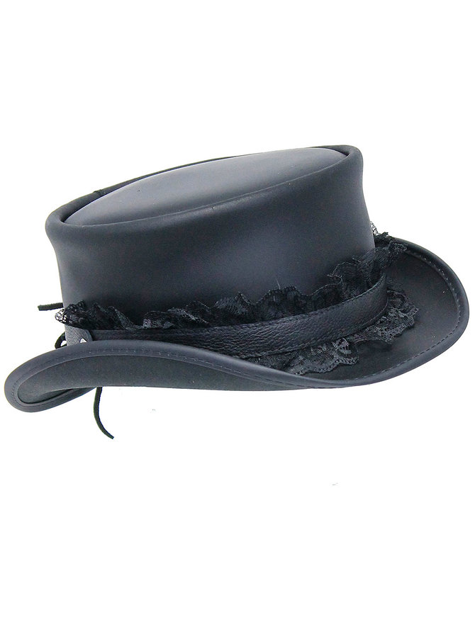 Black Leather and Lace Hatband #HB-LACEK