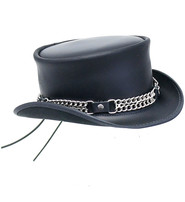 Curb Chain with Black Leather Hatband #HB-VCHAIN