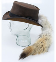 Genuine Fox Tail with Black Leather Hatband #HB-FOXTAIL