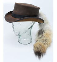 Genuine Fox Tail with Black Leather Hatband #HB-FOXTAIL