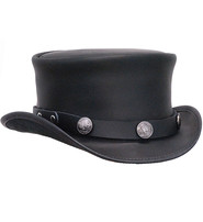 Buffalo Nickels on Black Leather Hatband #HB-BUFF