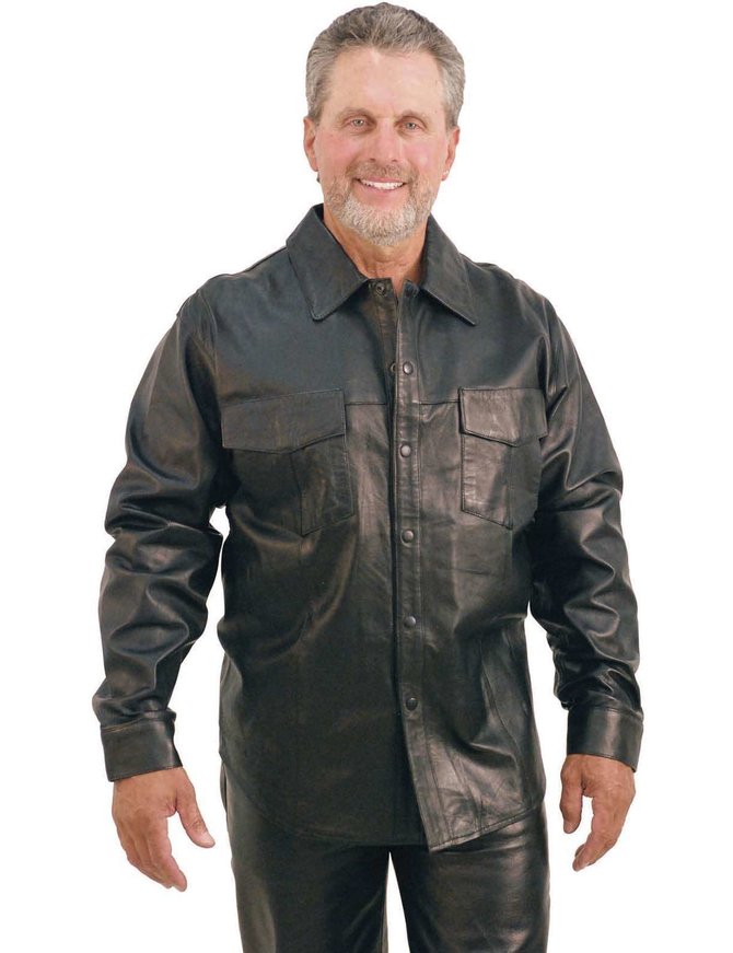 Jamin Leather® Men's Lambskin Leather Shirt #MS641L