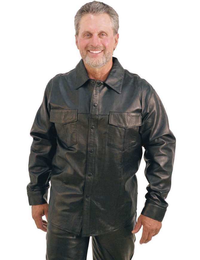 Jamin Leather® Men's Lambskin Leather Shirt #MS641L