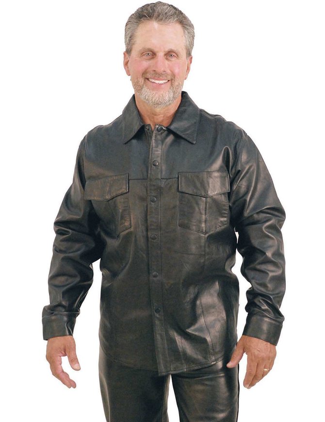 Men's Lambskin Leather Shirt #MS641L - Jamin Leather®