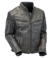 Jamin Leather® Men's Ultimate Vintage Gray Vented Racer Jacket w/Concealed  Pockets #MA6633VZGY