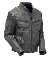 Jamin Leather® Men's Ultimate Vintage Gray Vented Racer Jacket w/Concealed  Pockets #MA6633VZGY