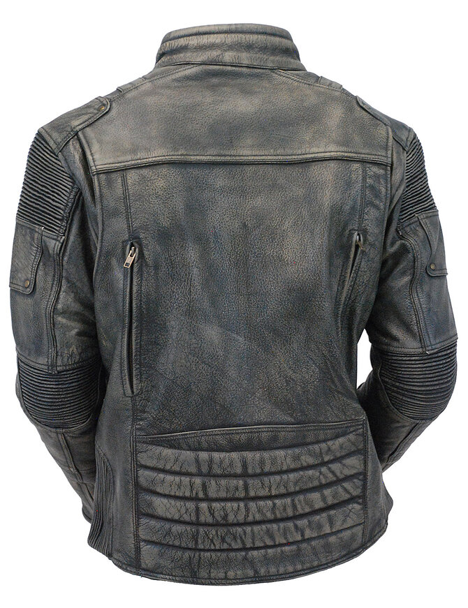 Jamin Leather Men's Ultimate Vintage Gray Vented Racer Jacket w/Concealed  Pockets #MA6633VZGY