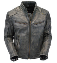 Jamin Leather® Men's Ultimate Vintage Gray Vented Racer Jacket w/Concealed  Pockets #MA6633VZGY