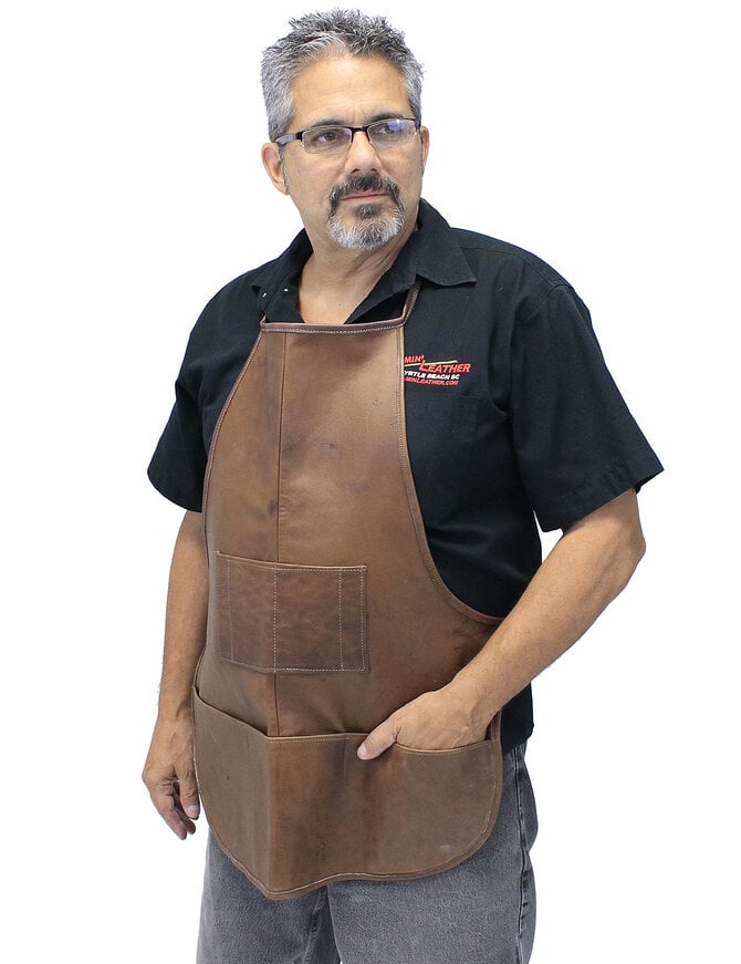 Jamin Leather® Cobblers  Heavy Leather Apron Made in USA #A7021BBQ