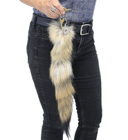 Jamin Leather® Genuine Fox Tail Key Ring w/Claw Clip #KC500FOX