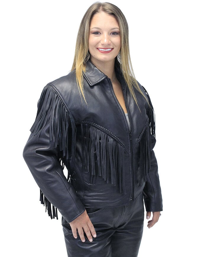 Jamin Leather® V Fringed Leather Motorcycle Jacket for Women #L452ZFB
