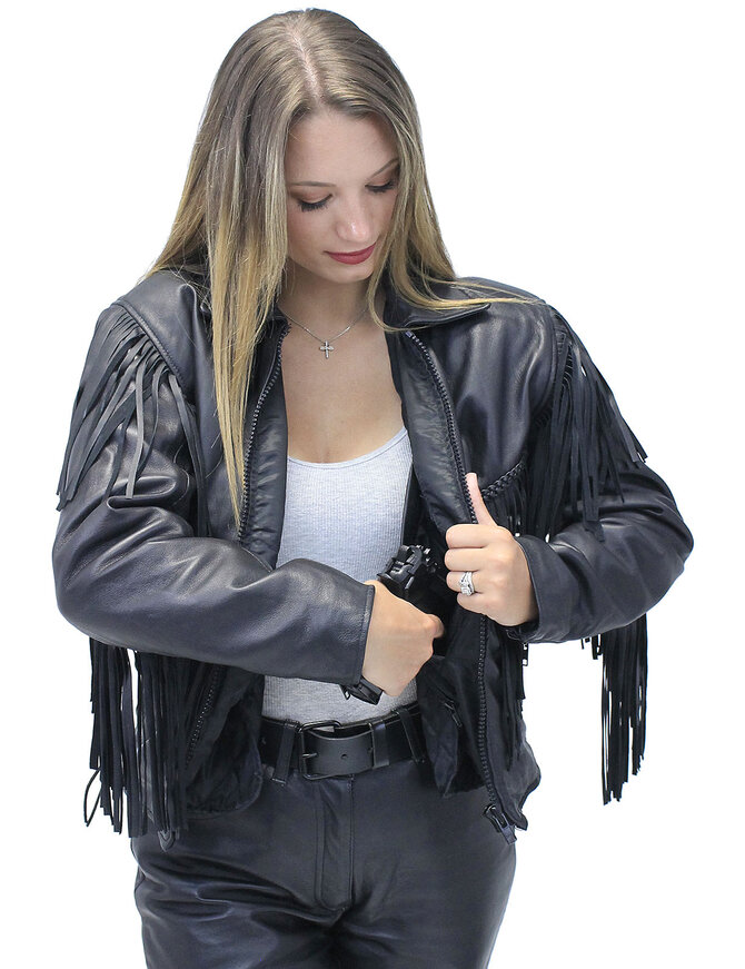 Jamin Leather® V Fringed Leather Motorcycle Jacket for Women #L452ZFB