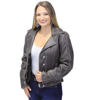 Jamin Leather® Vintage Leather Motorcycle Jacket for Women #LA4040ZRDN