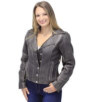 Jamin Leather® Vintage Leather Motorcycle Jacket for Women #LA4040ZRDN